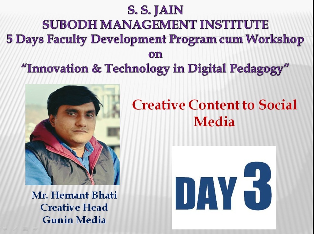 fdp-cum-workshop-on-creative-content-to-social-media-by-mr-hemant-bhati-creative-head-gunin-media-jaipur